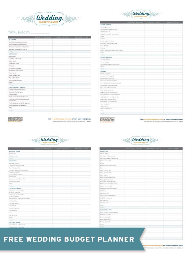 free printables wedding budget planner weddings pinterest