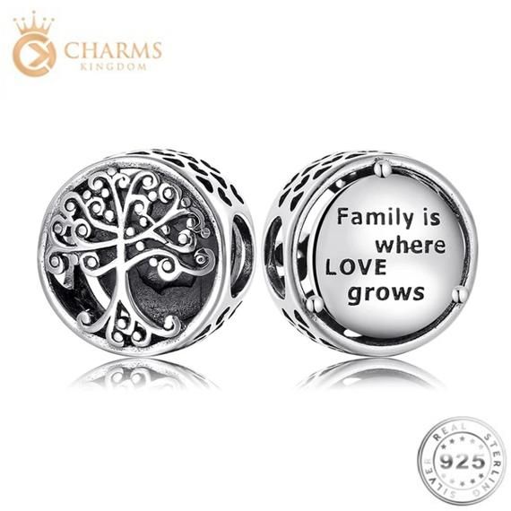 Family Tree Charm Genuine 925 Sterling Silver Fits Pandora Etsy In 2021 Genuine 925 Sterling Silver Love Charms Pandora Bracelet