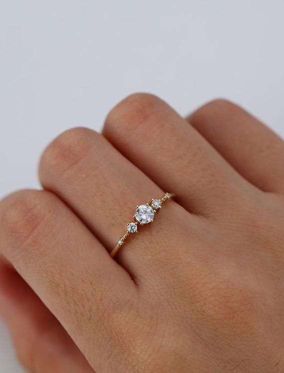 Einzigartige Verlobungsring massiv 14K gold Moissanite | Etsy