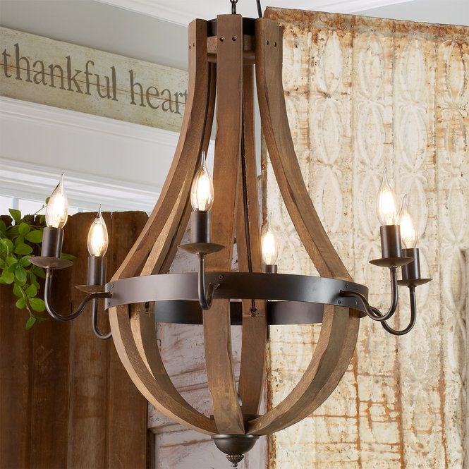 Wooden Wine Barrel Stave Chandelier In 2020