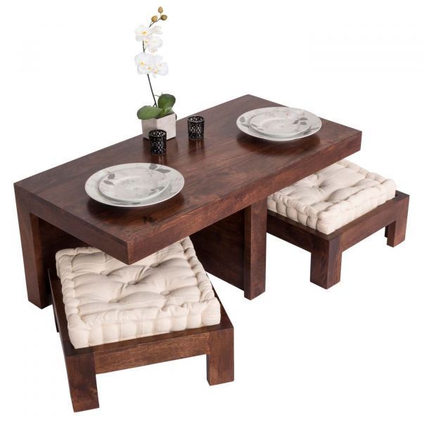Dark Shade Dakota Coffee Table Set With Two Stools 100 Solid Wood Seating Furniture Living Room Dark Shade Dakota Coffee Table Set With, 3 Piece Coffee Table Set Under 100