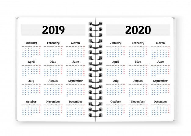 Open Notebook Paper With Calendars For 2019 2020 Years Background Open Notebook Paper With Calendars For 2019 2020 Years Background