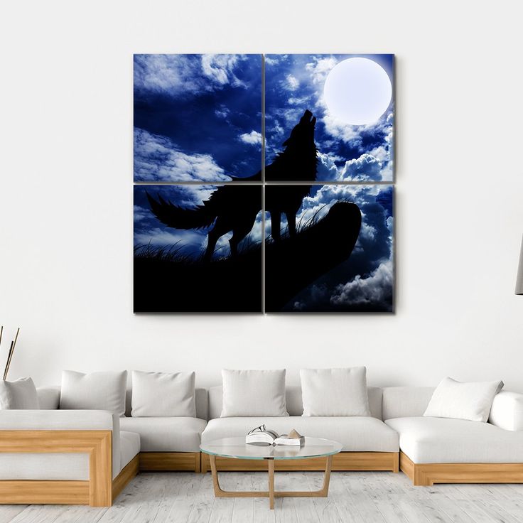Wolf Howling & The Moon Canvas Painting Wall Art Picture Home Decor Decoration Wolf Howling & The Moon Canvas Painting Wall Art Picture Home Decor Decoration