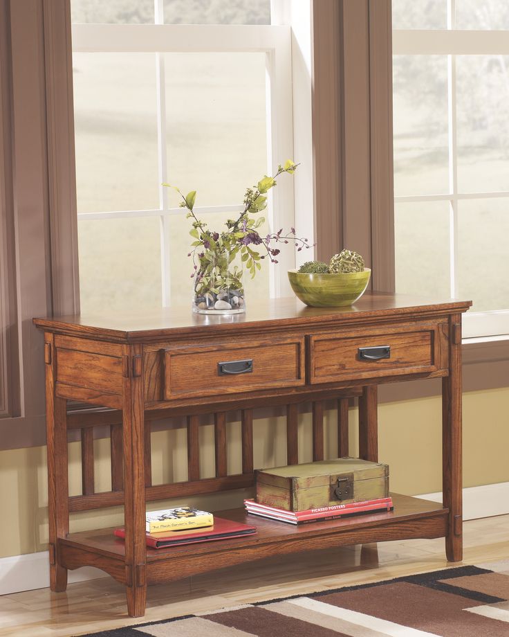 Cross Island Sofa Console Table Ashley Furniture Home Mission Style Cross Island Sofa Console Table, Ashley Furniture Sofa Table With Drawers