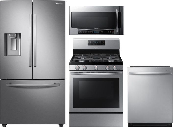 Samsung Sareradwmw12057 4 Piece Kitchen Appliances Package With French Door Refrigerator Kitchen Appliance Packages Kitchen Appliances French Door Refrigerator