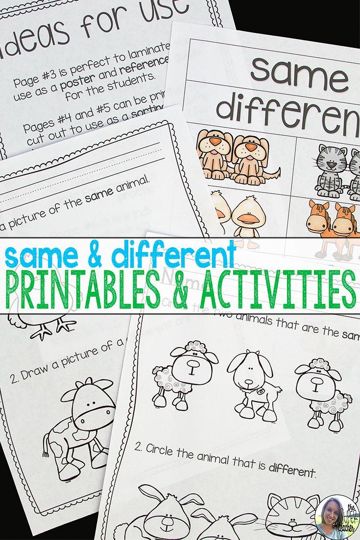 worksheet Same And Different Worksheets 15 best same and different images on pinterest preschool this packet of worksheets activities posters feature adorable farm babies that provide opportunities