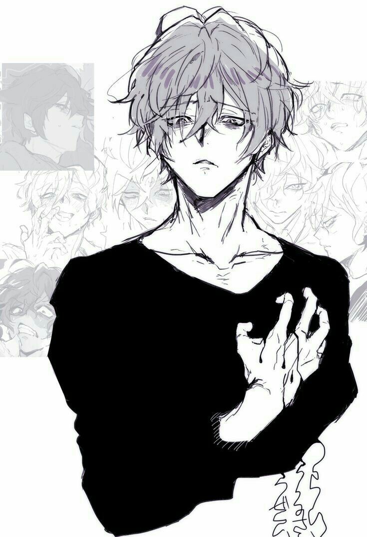 Pin on anime boys black and white