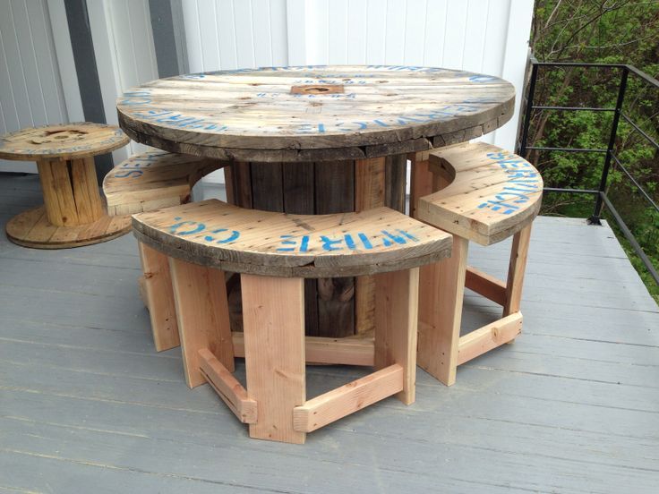 Patio Table Made From An Old Wire Spool And Wood Taken Used Shipping Crates Patio Table Made From An Old Wire Spool And Wood Taken Used Shipping Crates