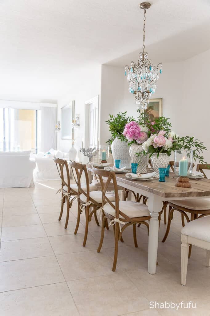 White Ginger Jars Peonies Easy Summer Tablescape Dining Room Table Centerpieces Summer Table Settings Dining
