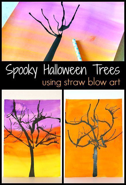 halloween art project for kids make spooky trees by painting with straws and air - Halloween Art For Kindergarten halloween art project for kids make spooky trees by painting with straws and air - Halloween Art For Kindergarten
