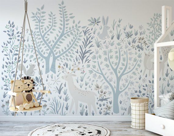 Birch Tree Removable Wallpaper Woodland Nursery Nursery Wall Etsy Tree Removable Wallpaper Birch Tree Wallpaper Nursery Wallpaper