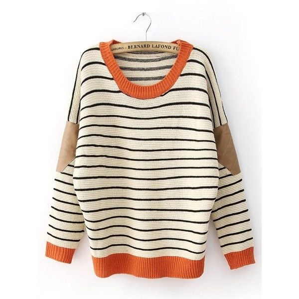 80 best Bernard Lafond images on Pinterest | Coats, Bedroom ... Striped Leather Sleeve Pad Beige Pullover- so cute!