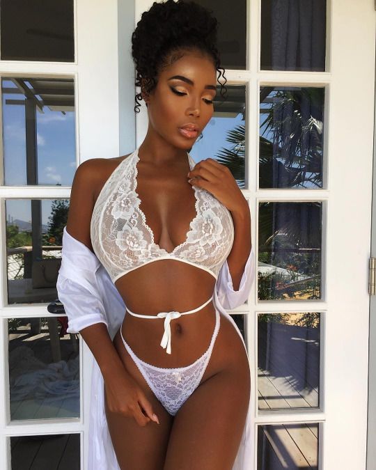 Ebony lingerie freckles solo