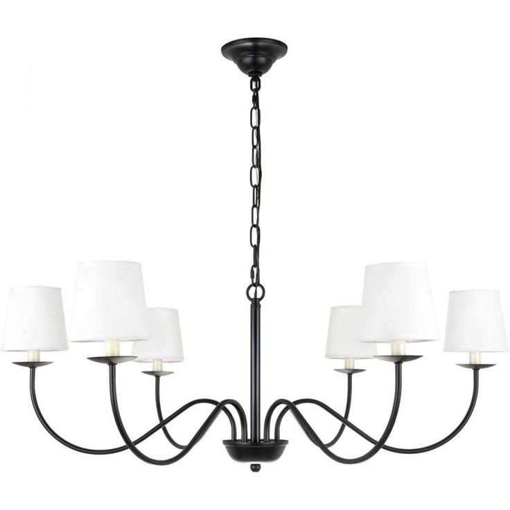 Eclipse 6 Light Black And White Shade Chandelier 758 Ld6103d37bk Elegant Lighting Shades Black Chandelier, Chandelier With White Shades