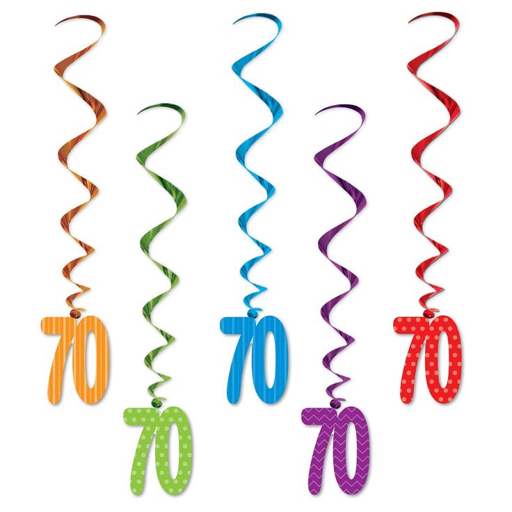 70th Birthday Whirls (5/Pkg), asstd colors | 70th birthday, Themed What Color Is For 70th Birthday