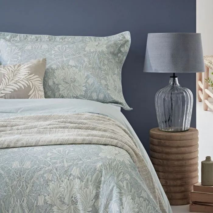 Pure Honeyle Tulip Bedding In Grey Blue Bedeck Home Duvet Cover Super King Covers Pure Honeyle Tulip Bedding In, Grey And Blue Super King Bedding
