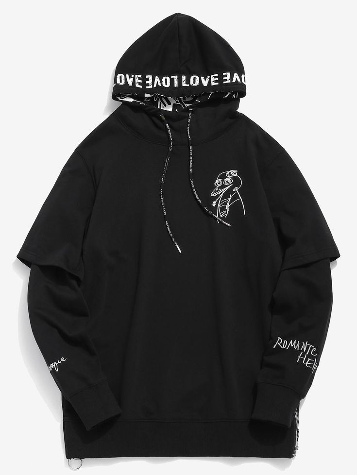 BU2H Men Hooded Casual Print Pullover Baggy Sweatshirt BU2H Men Hooded Casual Print Pullover Baggy Sweatshirt