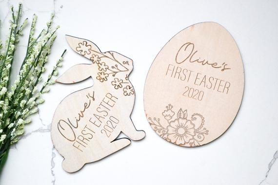 egg ornament bunny Easter basket tags personalized Bunny with name wood name tags
