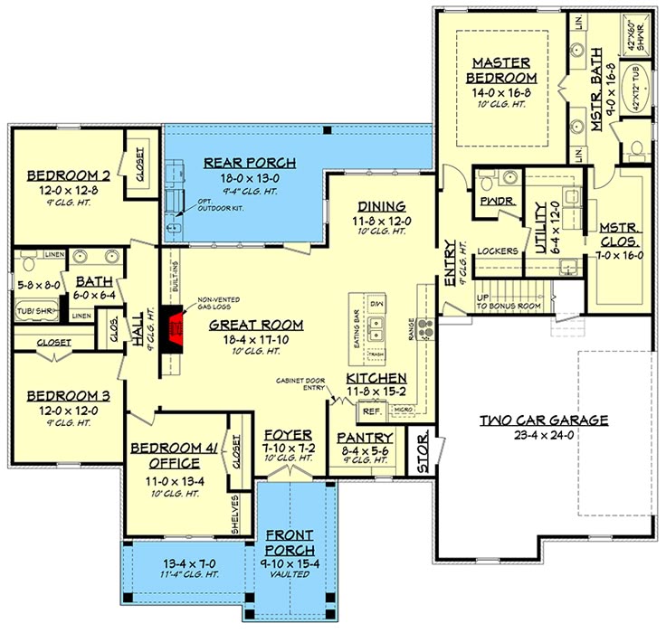 4-Bed Southern French Country House Plan with 2-Car Garage - 51793HZ | Architect...