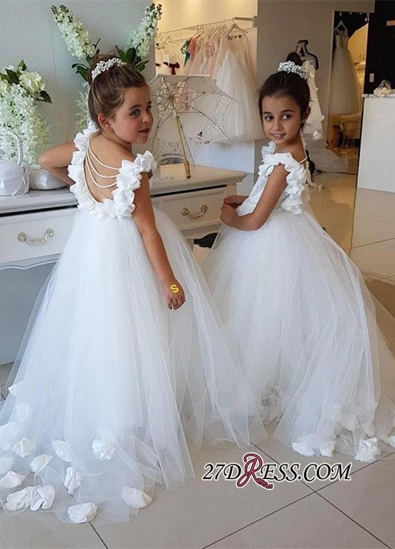 Lovely White Flower Girl Dress 2019 Tulle Long Girls Pageant