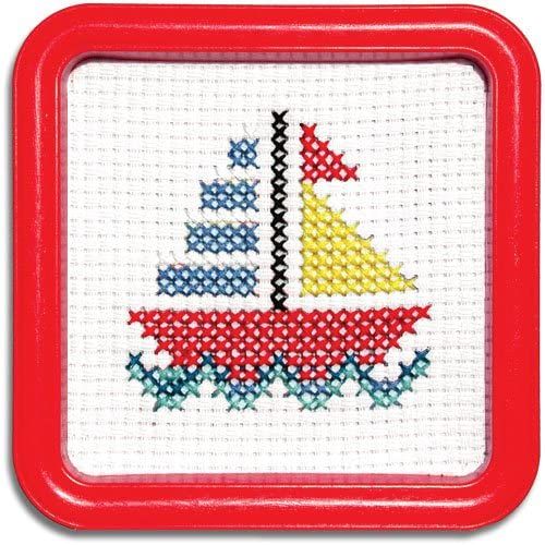 small landscape cross stitch embroidery chart Sailing in Diabaig Harbour