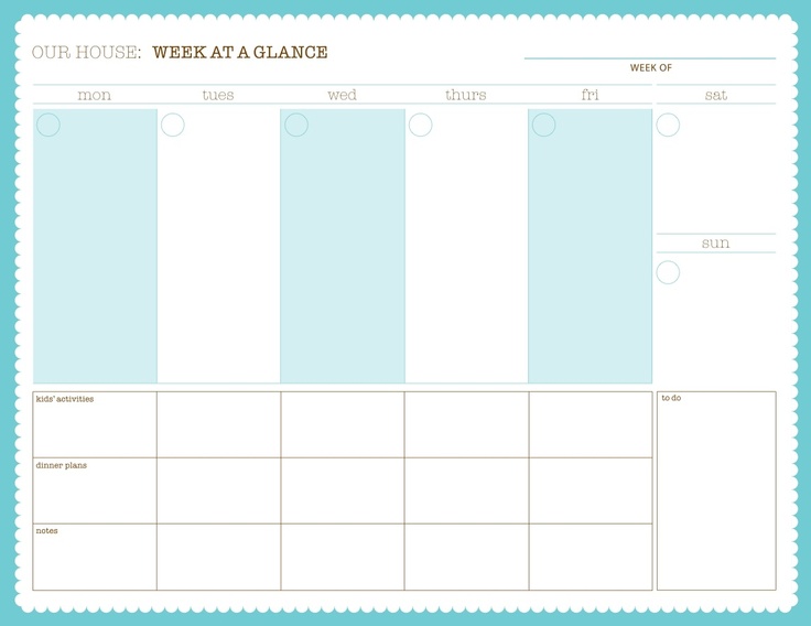 printable week at a glance