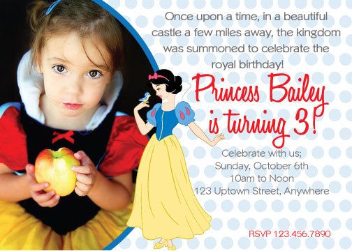 snow white birthday party invitations