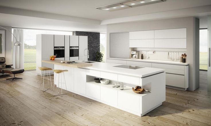 EWE VIDA moderne Küche mit Kochinsel weiß hochglanz Küchen - küche u form mit insel EWE VIDA moderne Küche mit Kochinsel weiß hochglanz Küchen - küche u form mit insel