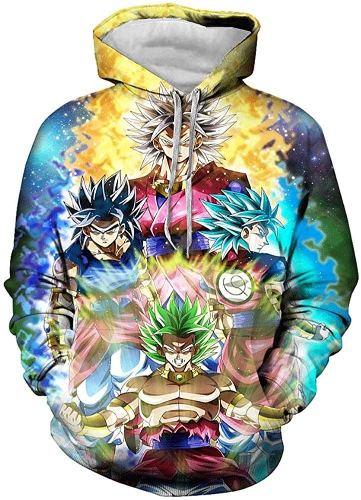CHENMA Men Dragon Ball 3D Print Pullover Hoodie Sweatshirt with Front Pocket