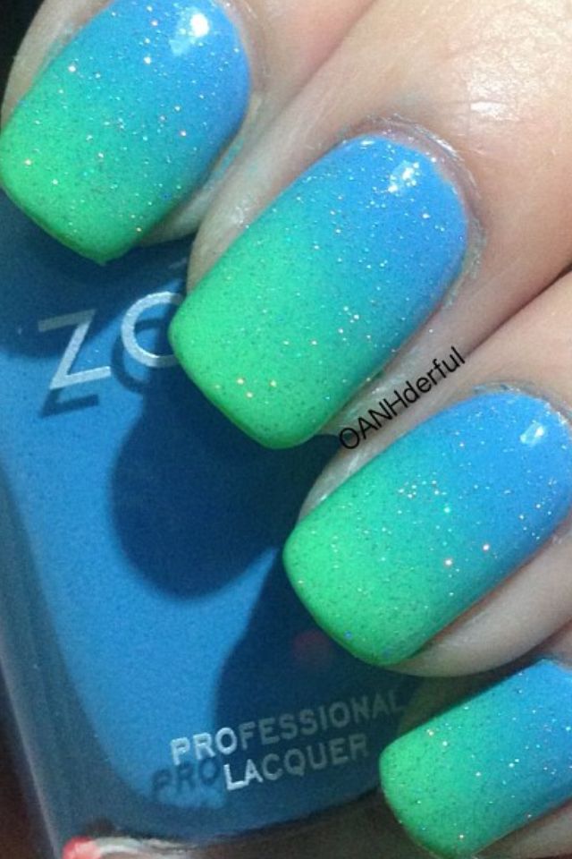 Pin by Danielle Draj on Nails Green nails, Nails, Blue ombre nails.