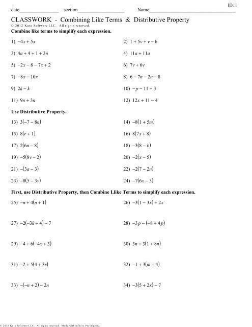 The Distributive Property Worksheets - Math A Tube