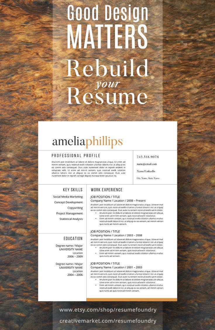 REBUILD YOUR RESUME - Copy the contents of your old resume into this new template. Compatible with MAC/PC, use with MICROSOFT WORD