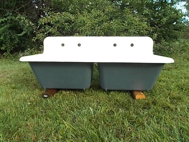 Antique Cast Iron Super Deep Double Farm Sink Highback Rolled Lip Antique Cast Iron Super Deep Double Farm Sink Highback Rolled Lip Utility With Legs Riverstone Gray Circa 1956 In 2018 Kitchen Design Pinterest