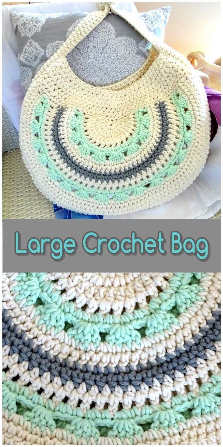 Crochet Bag | Handmade Womens Handbag | Large Hobo Shoulder Bag | Cotton Holiday...