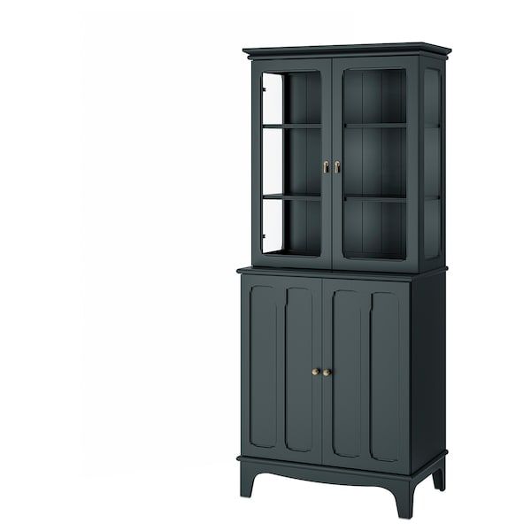 Lommarp Cabinet With Glass Doors Dark Blue Green 33 7 8x78 3 8 Ikea Sliding Door Lommarp Cabinet With Glass Doors Dark, Tall Black Storage Cabinet With Glass Doors