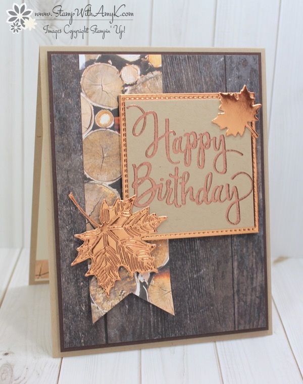 I really liked the sketch that I used for my card yesterday, so I thought that I’d use it again to make a more masculine birthday fall card to share today! I used the Stampin’ Up! Styl…
