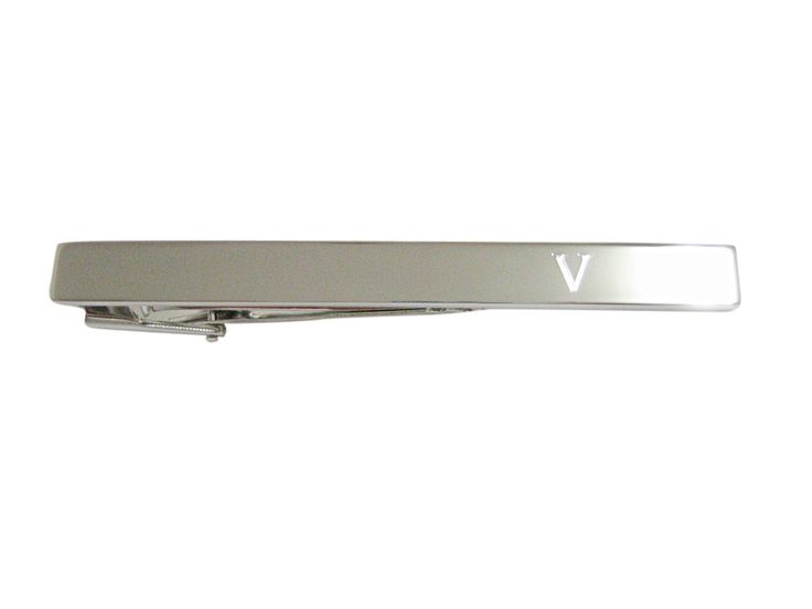Letter V Etched Monogram Pendant Tie Tack Letter V Etched Monogram Pendant Tie Tack