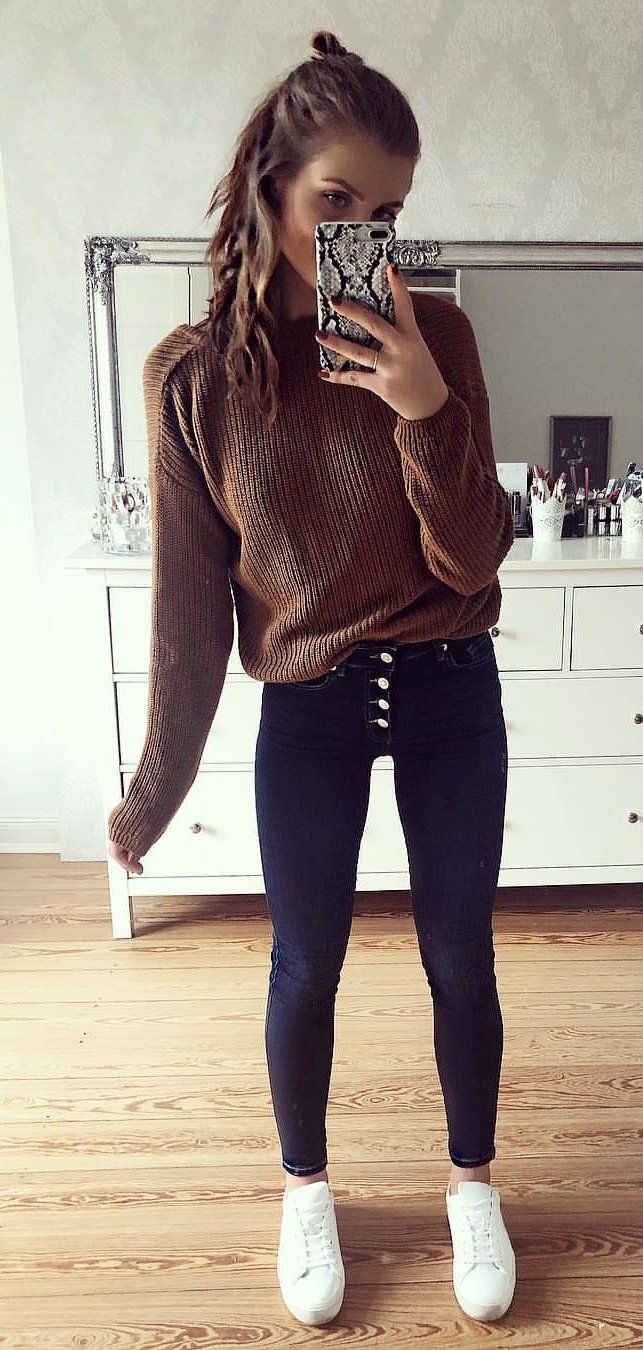 brown sweater #spring #outfits