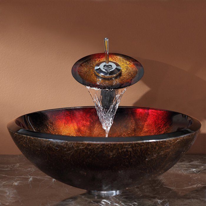 Copper Glass Circular Vessel Bathroom Sink With Faucet Sinks - Copper Glass Circular Vessel Bathroom Sink Copper Glass Circular Vessel Bathroom Sink With Faucet Sinks - Copper Glass Circular Vessel Bathroom Sink