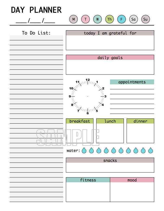 a printable planner is shown with the words, days and times to do list