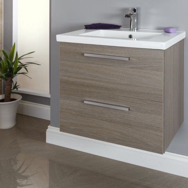 Vasari Wall Hung Vanity Unit Basin Grey Oak 600mm Width Vasari Wall Hung Vanity Unit Basin Grey Oak 600mm Width Bathrooms In 2018 Pinterest Bathroom Sink Cabinets And Units
