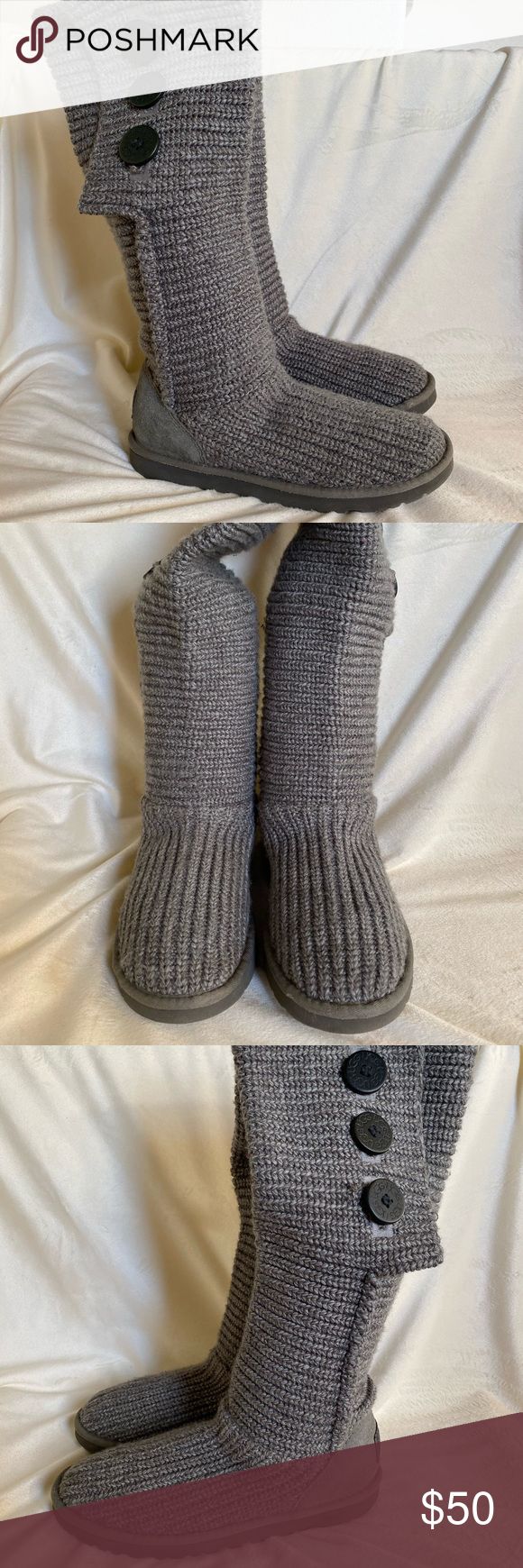 Ugg Tall Knit Gray Boots Tall uggs, Grey boots, Gray knits