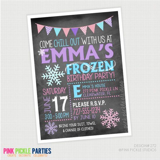 frozen snowflake birthday invitation or thank you card custom snowflake birthday invites
