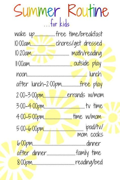 a daily routine for kids over the summer organization in the home