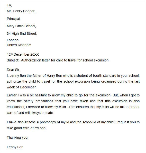 sample travel consent letters