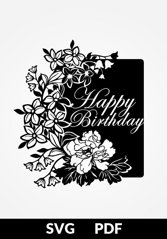 svg pdf cut file paper cutting template happy birthday birthday card stencils