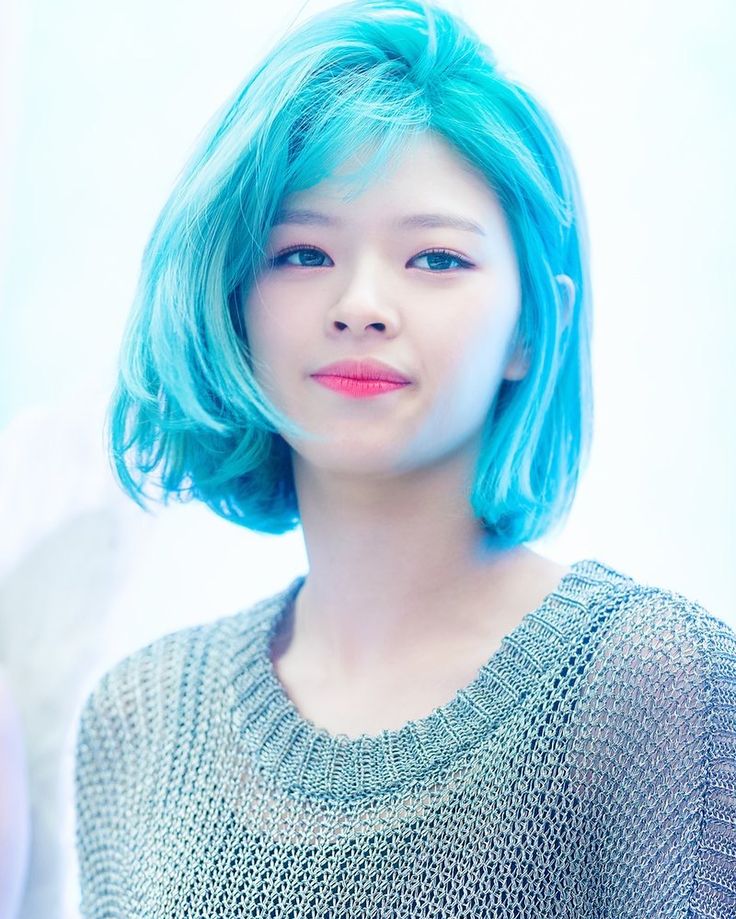 Korean girl with blue hair