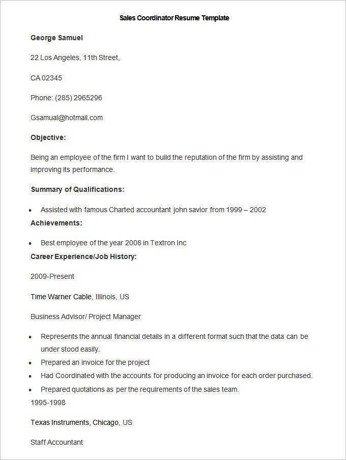 Sample Sales Coordinator Resume Template Write Your Resume Much