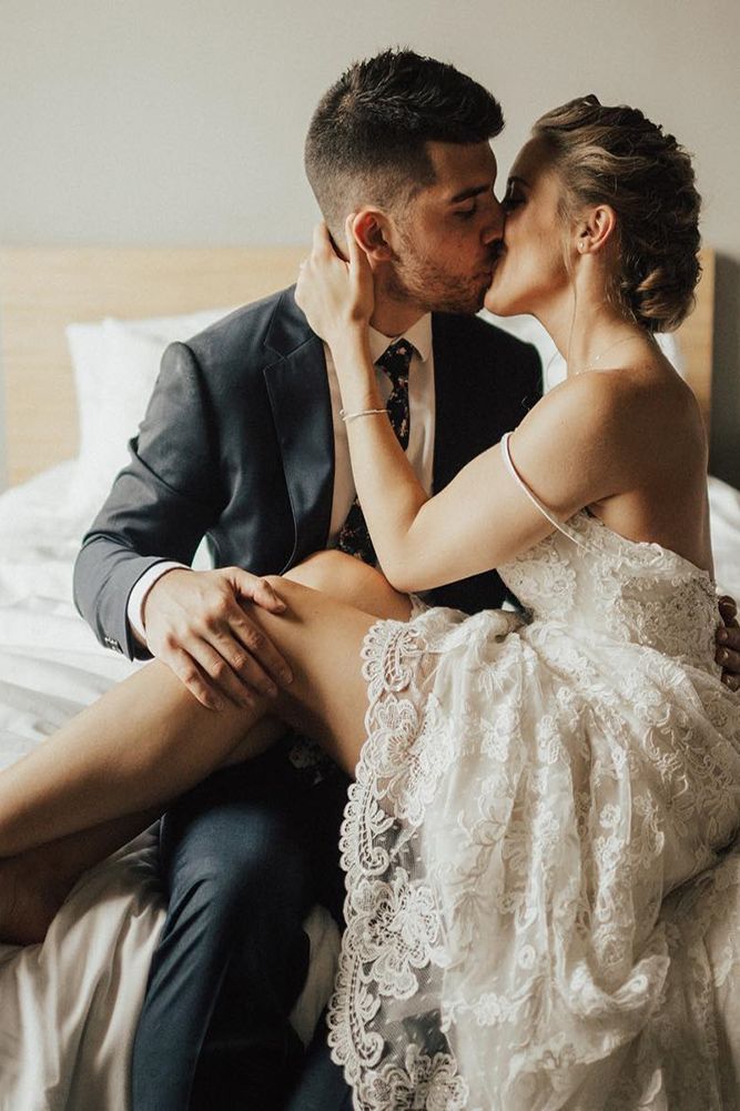 Sensual makeout bride cute