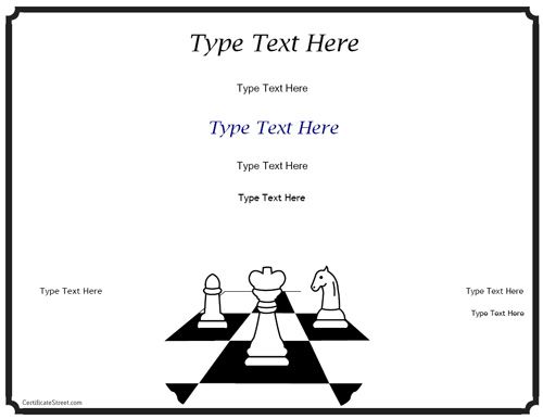 sports certificate chess award certificate template